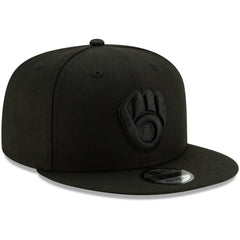 Black Milwaukee Brewers New Era Black on Black 9FIFTY Snapback Adjustable Hat