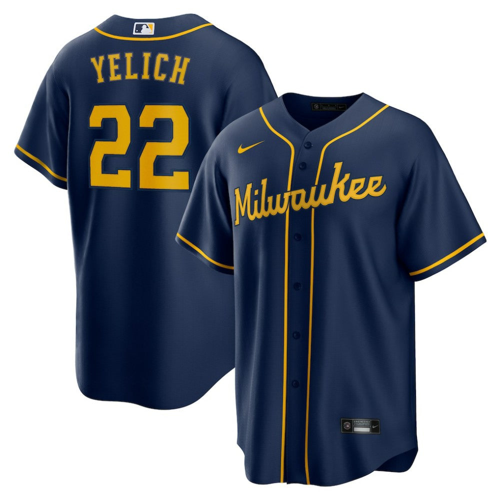 Navy Christian Yelich Milwaukee Brewers Nike Alternate 2 Replica Jersey