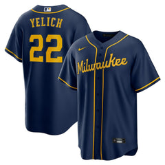 Navy Christian Yelich Milwaukee Brewers Nike Alternate 2 Replica Jersey