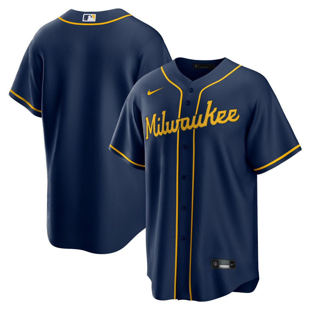 Navy Milwaukee Brewers Nike Alternate Replica Team Jersey