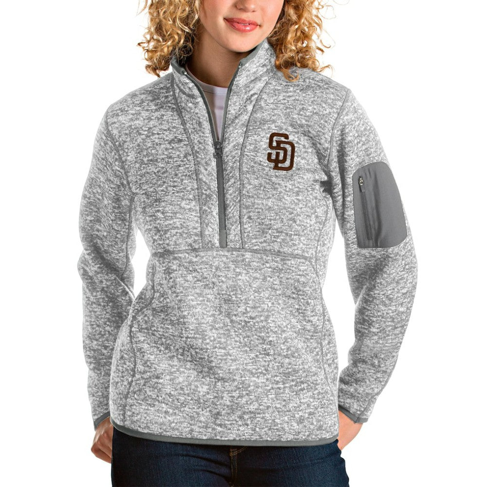 Heather Gray San Diego Padres Antigua Women's Fortune Half-Zip Pullover Jacket