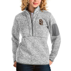 Heather Gray San Diego Padres Antigua Women's Fortune Half-Zip Pullover Jacket
