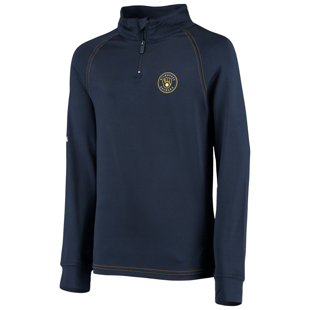 Navy Milwaukee Brewers Stitches Youth Raglan Quarter-Zip Jacket