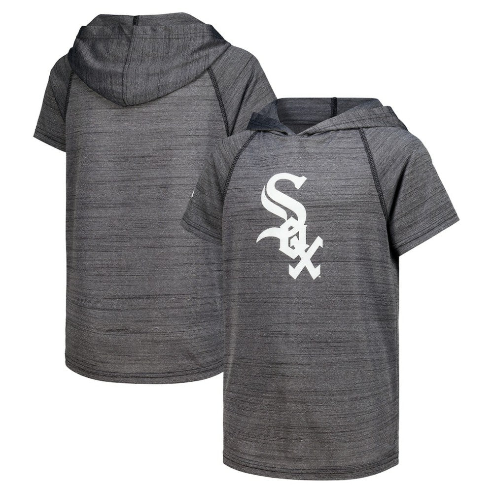 Heathered Black Chicago White Sox Stitches Youth Raglan Short Sleeve Pullover Hoodie