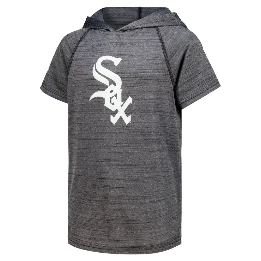 Heathered Black Chicago White Sox Stitches Youth Raglan Short Sleeve Pullover Hoodie