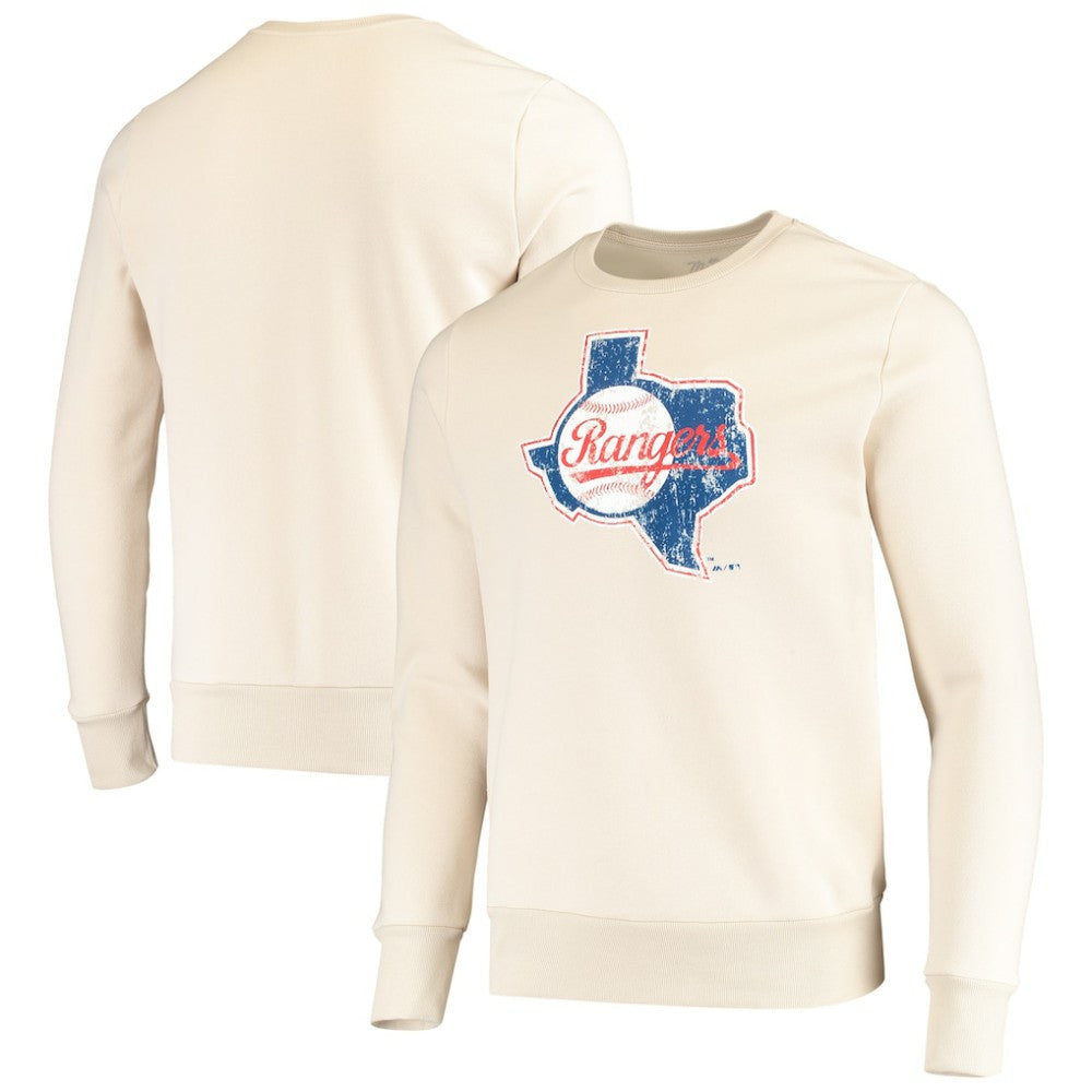 Oatmeal Texas Rangers Majestic Threads Fleece Pullover Sweatshirt