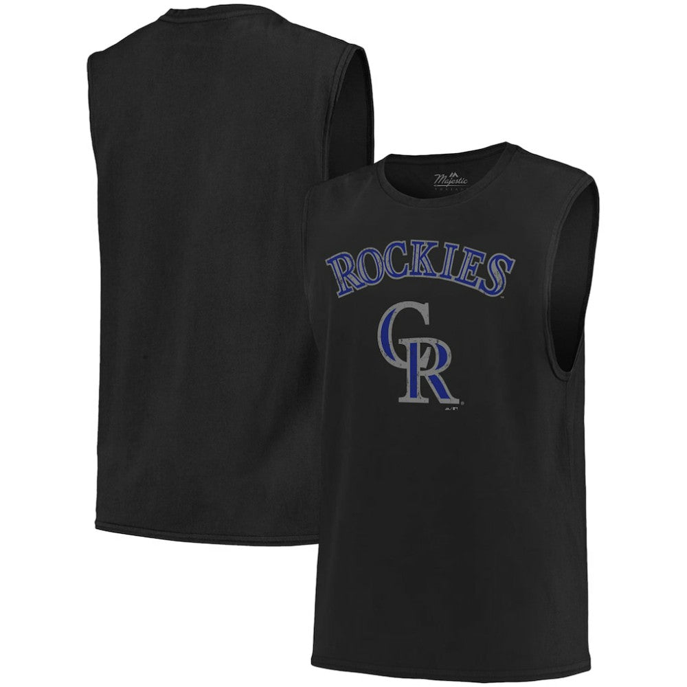 Black Colorado Rockies Majestic Threads Softhand Muscle Tank Top