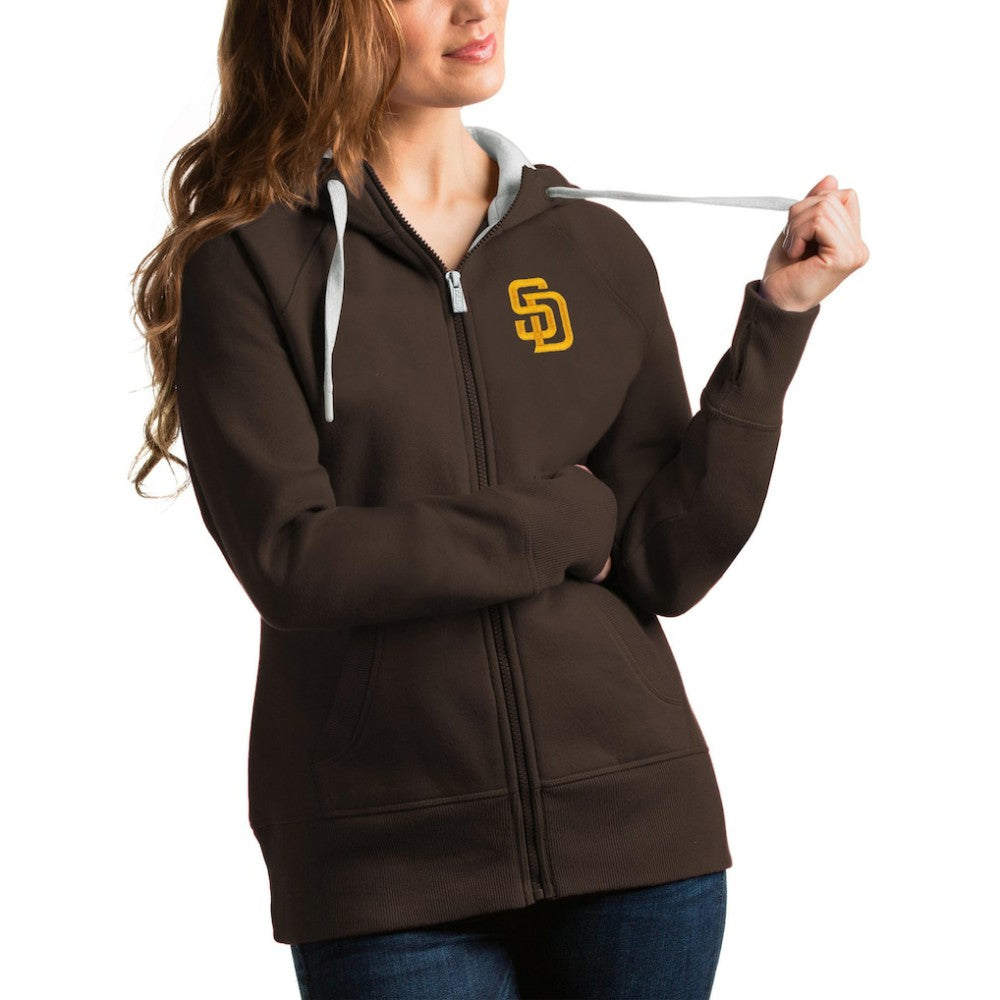 Brown San Diego Padres Antigua Women's Victory Full-Zip Hoodie
