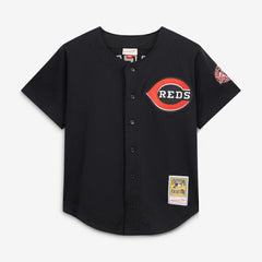 Black Ken Griffey Jr. Cincinnati Reds Mitchell & Ness Cooperstown Collection Mesh Batting Practice Button-Up Jersey