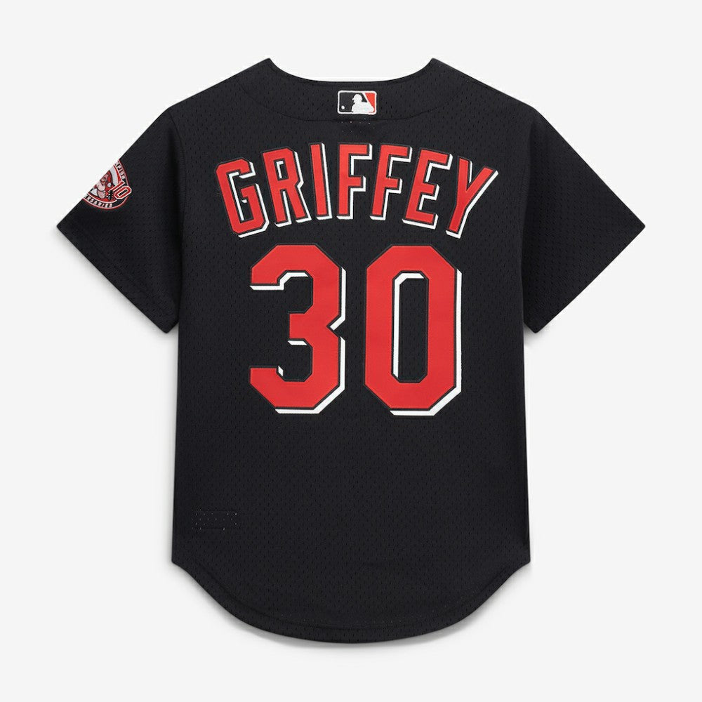 Black Ken Griffey Jr. Cincinnati Reds Mitchell & Ness Cooperstown Collection Mesh Batting Practice Button-Up Jersey