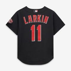 Black Barry Larkin Cincinnati Reds Mitchell & Ness Cooperstown Collection Mesh Batting Practice Button-Up Jersey