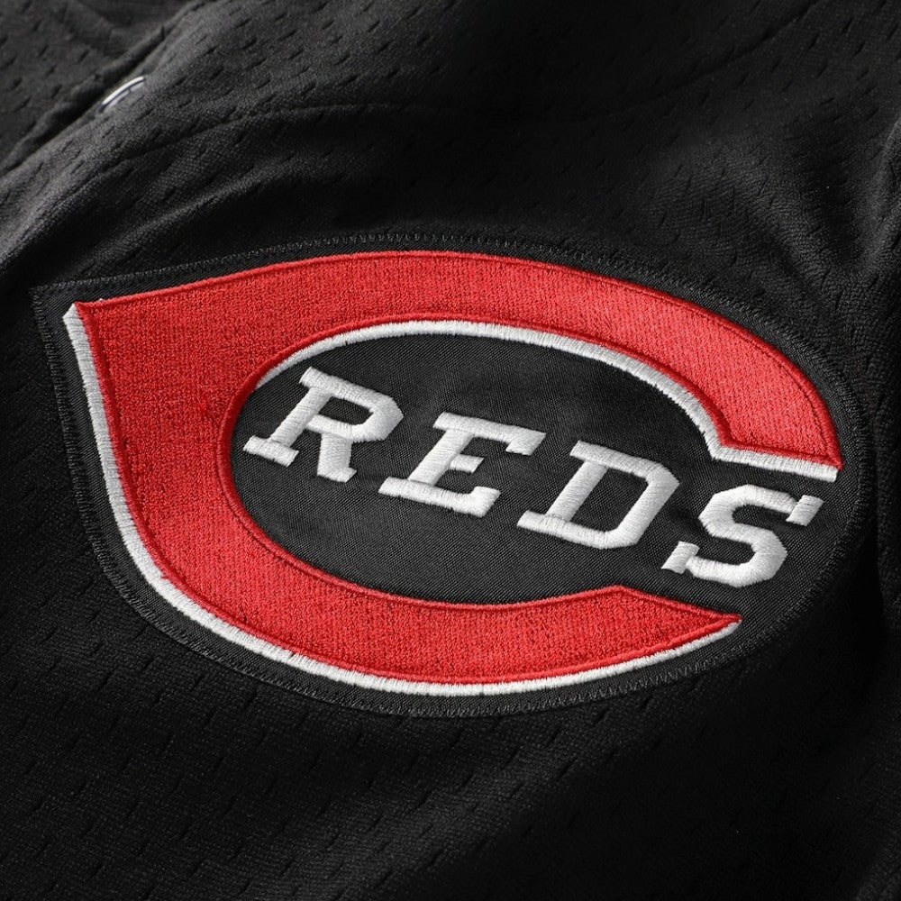 Black Barry Larkin Cincinnati Reds Mitchell & Ness Cooperstown Collection Mesh Batting Practice Button-Up Jersey