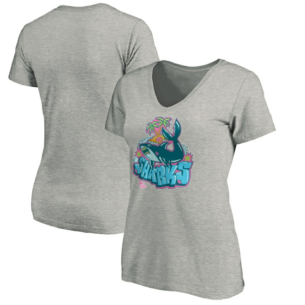 NHL San Jose Sharks Women's Graffiti Shark V-Neck T-Shirt