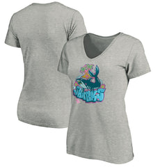 NHL San Jose Sharks Women's Graffiti Shark V-Neck T-Shirt