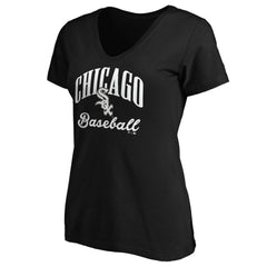 Black Chicago White Sox Fanatics Women's Victory Script V-Neck T-Shirt
