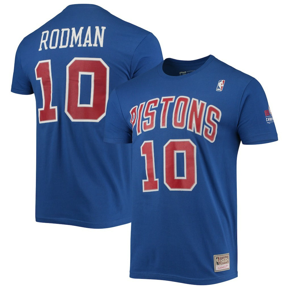 Mitchell & Ness Dennis Rodman Detroit Pistons Hardwood Classics Stitch Name & Number T-Shirt sale