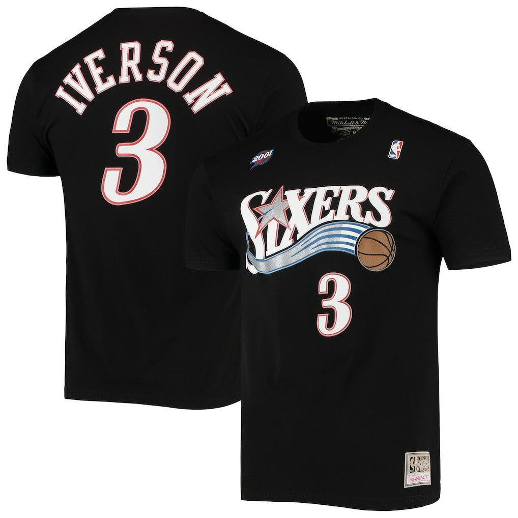 Mitchell & Ness Allen Iverson Philadelphia 76ers Hardwood Classics Stitch Name & Number T-Shirt sale