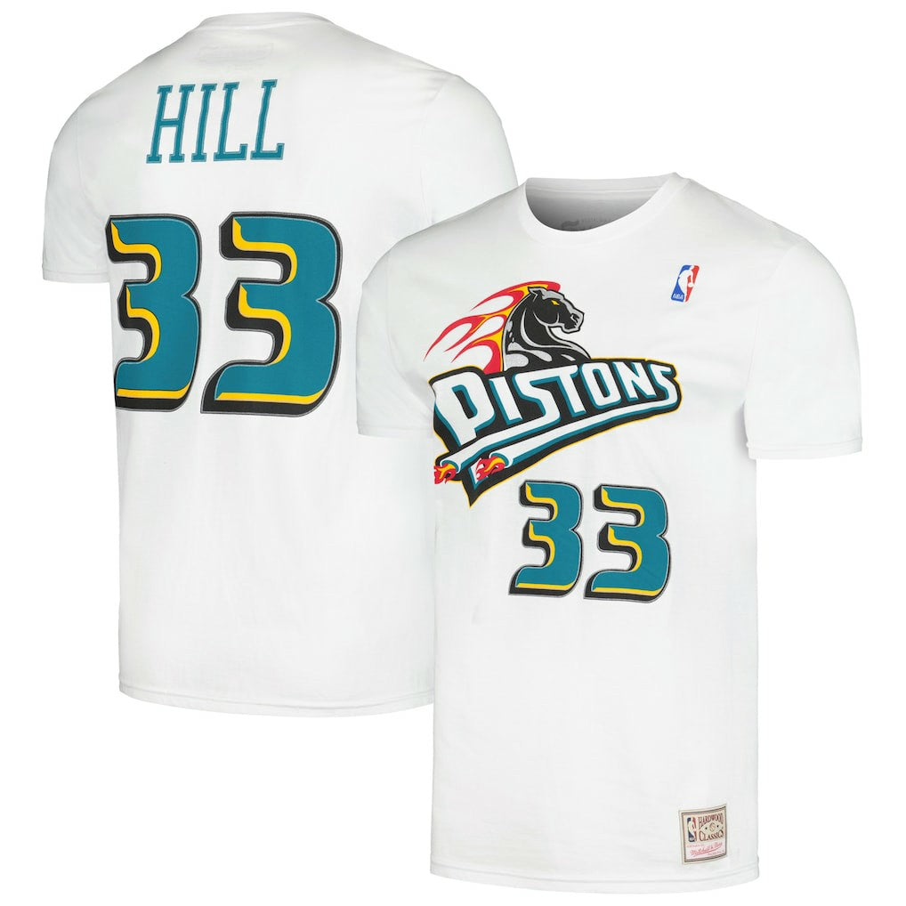 Mitchell & Ness Grant Hill Detroit Pistons Hardwood Classics Stitch Name & Number T-Shirt sale