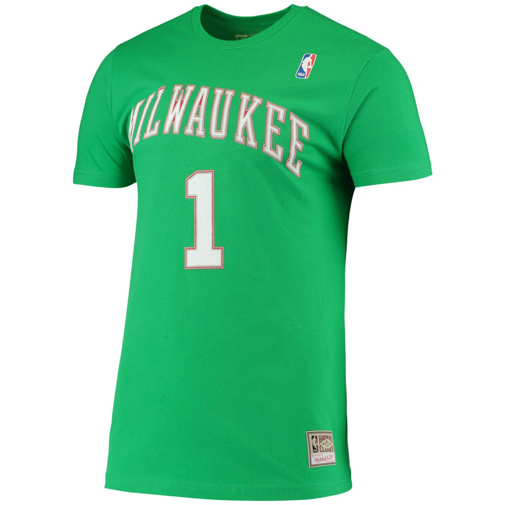 Mitchell & Ness Oscar Robertson Milwaukee Bucks Hardwood Classics Stitch Name & Number T-Shirt