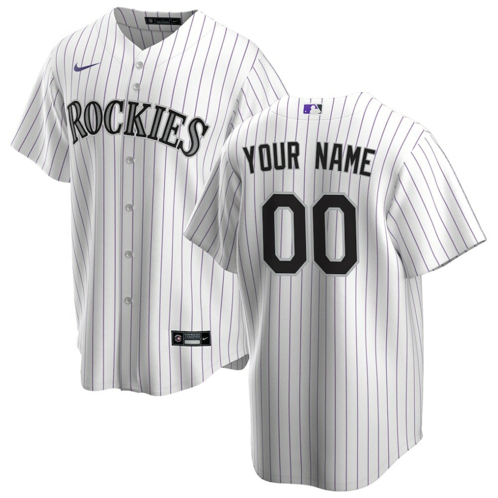White Colorado Rockies Nike Home Replica Custom Jersey
