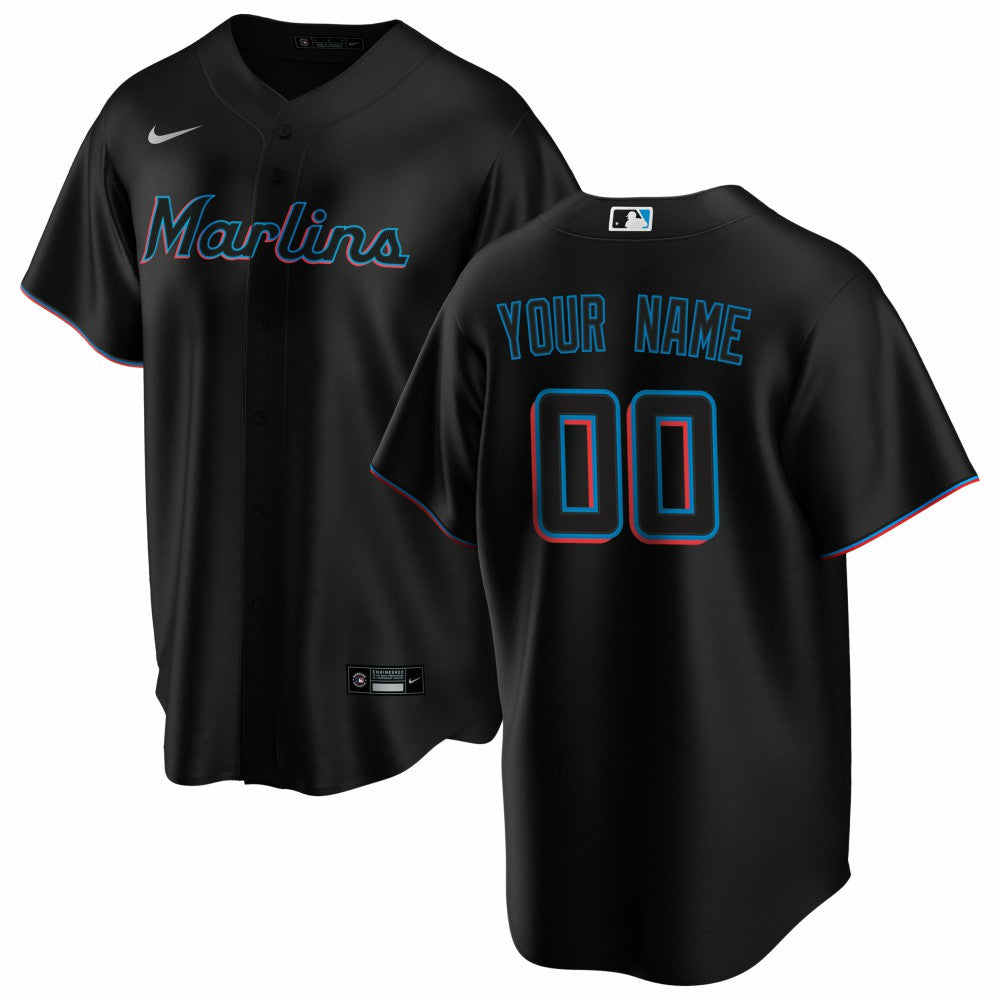 Black Miami Marlins Nike Alternate Replica Custom Jersey