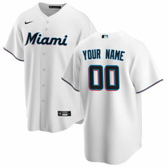 White Miami Marlins Nike Home Replica Custom Jersey