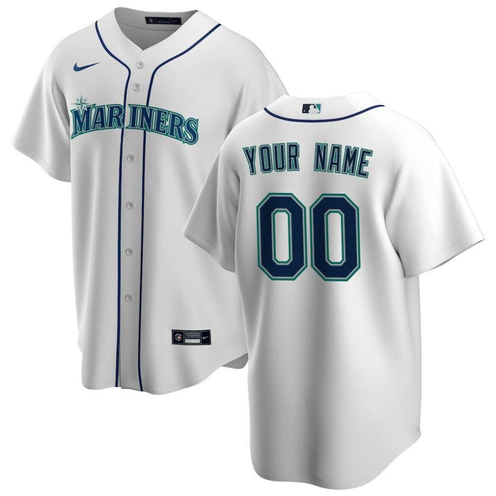 White Seattle Mariners Nike Home Replica Custom Jersey