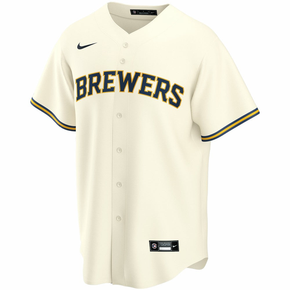 Cream Milwaukee Brewers Nike Home Replica Custom Jersey