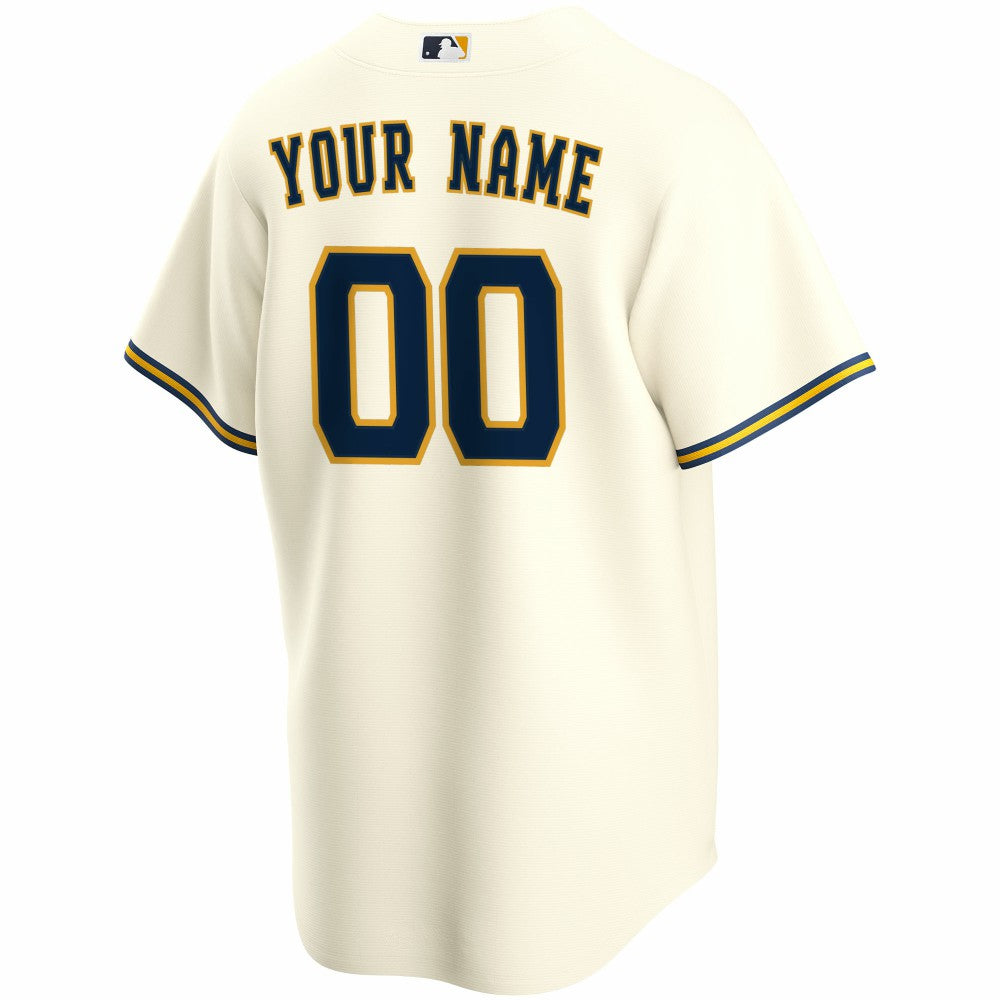 Cream Milwaukee Brewers Nike Home Replica Custom Jersey