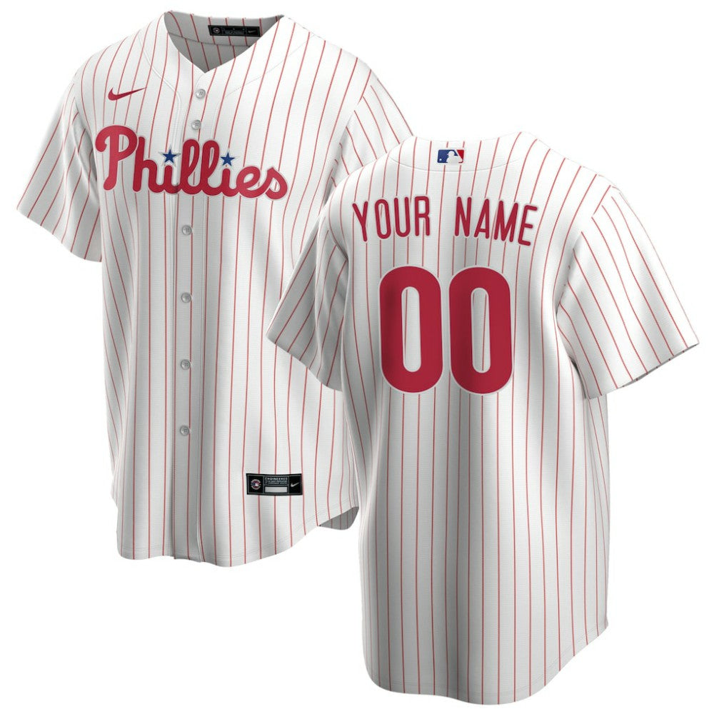 White Philadelphia Phillies Nike Home Replica Custom Jersey