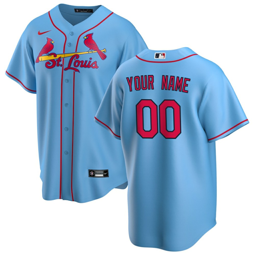Light Blue St. Louis Cardinals Nike Alternate Replica Custom Jersey