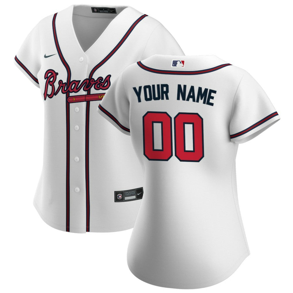 White Atlanta Braves Nike Women's Home Replica Custom Jersey