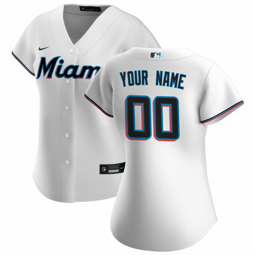 White Miami Marlins Nike Women's Home Replica Custom Jersey