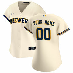 Cream Milwaukee Brewers Nike Women's Home Replica Custom Jersey