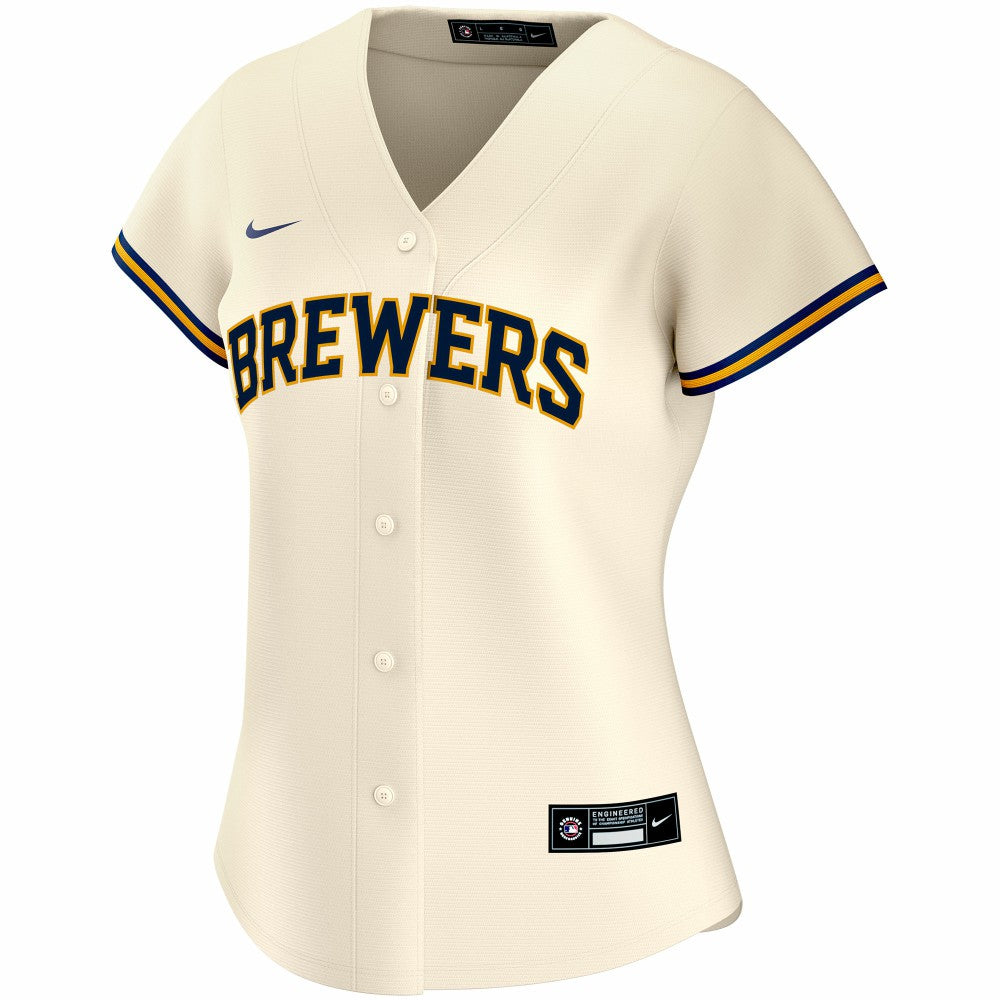 Cream Milwaukee Brewers Nike Women's Home Replica Custom Jersey
