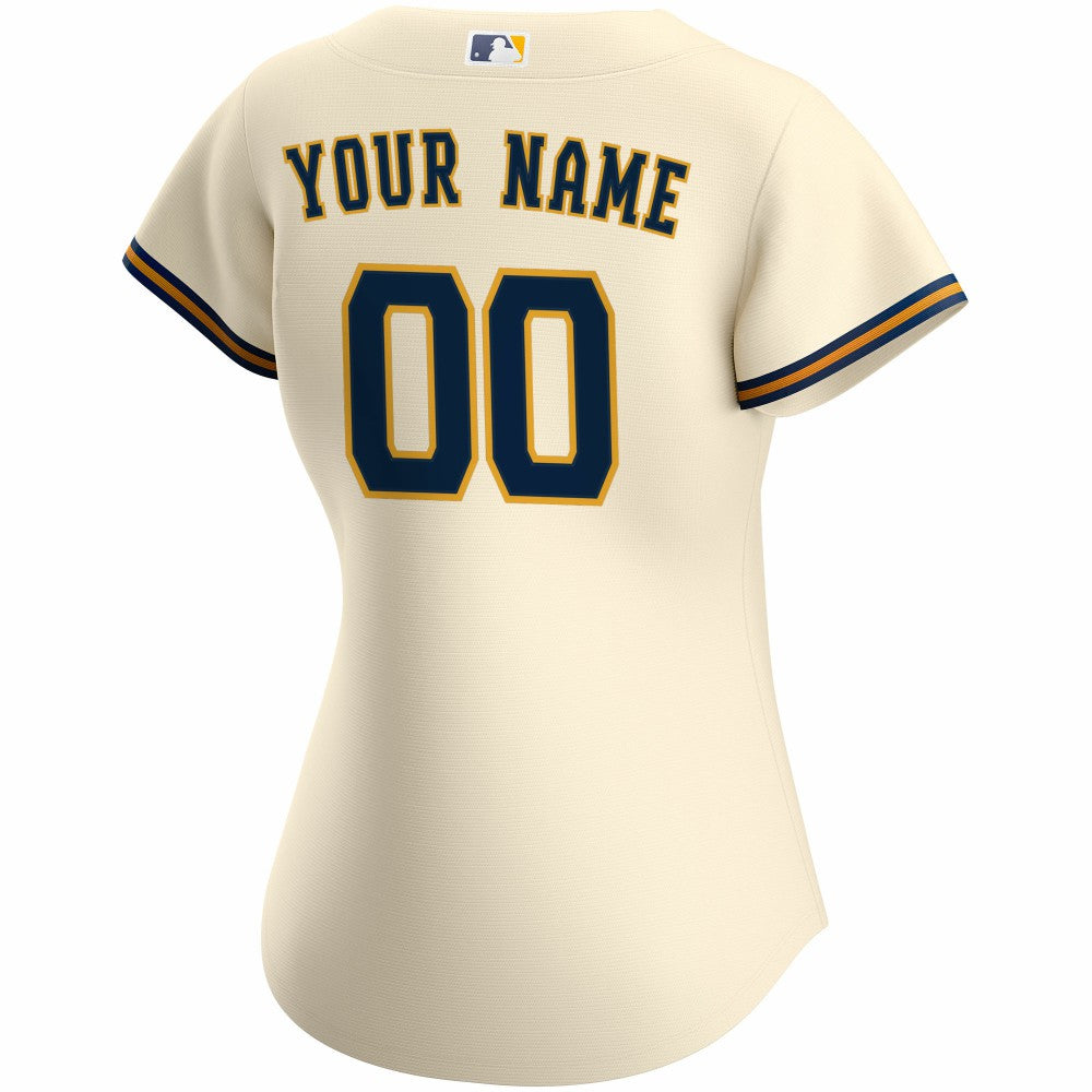 Cream Milwaukee Brewers Nike Women's Home Replica Custom Jersey