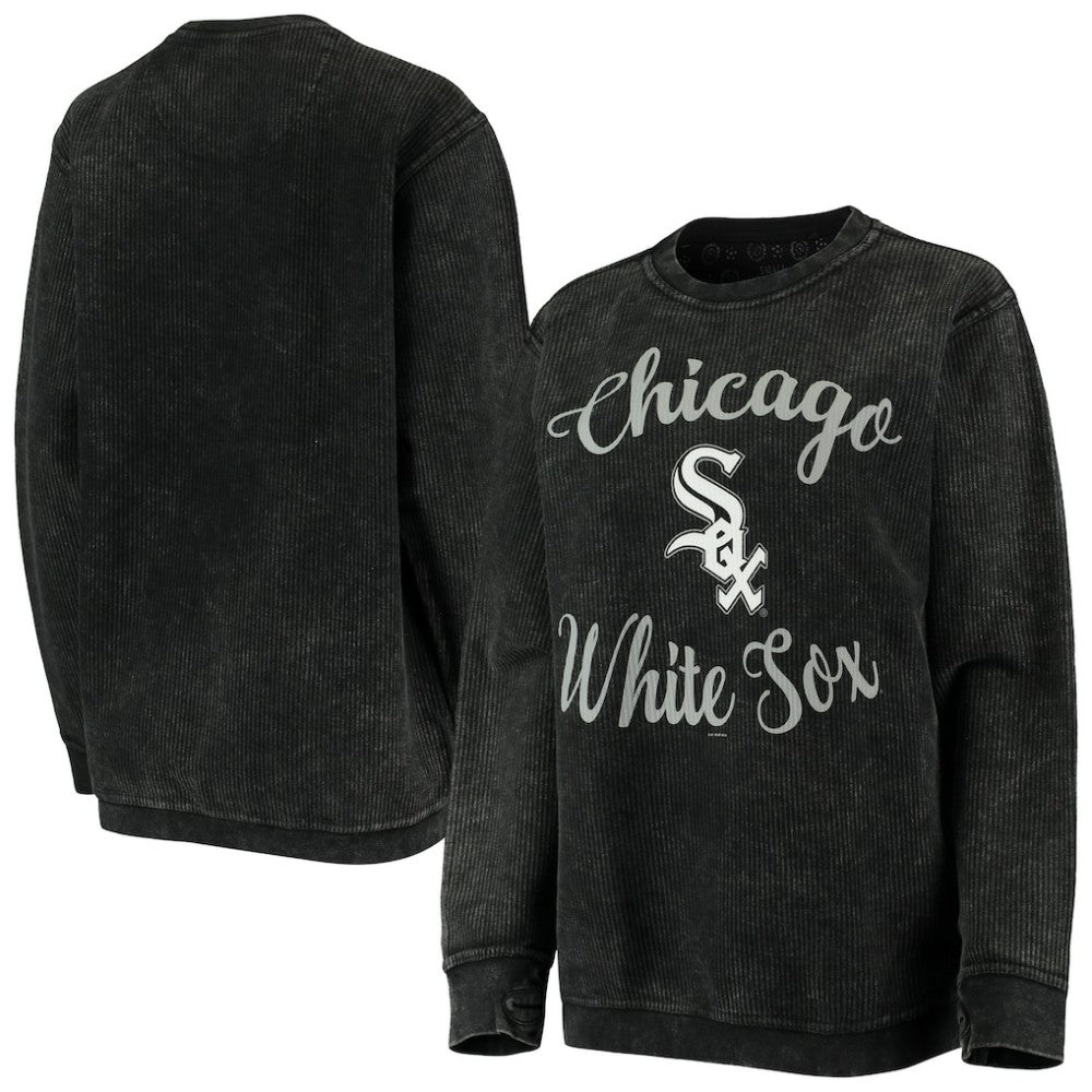 Black Chicago White Sox G-III 4Her by Carl Banks Women's Script Comfy Cord Pullover Sweatshirt