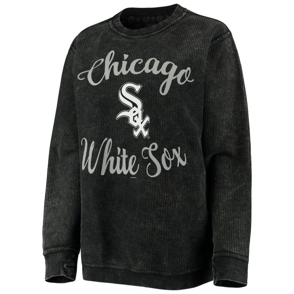 Black Chicago White Sox G-III 4Her by Carl Banks Women's Script Comfy Cord Pullover Sweatshirt
