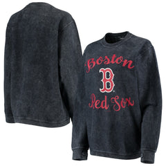 Navy Boston Red Sox G-III 4Her by Carl Banks Women's Script Comfy Cord Pullover Sweatshirt
