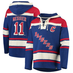 NHL Mark Messier New York Rangers '47 Retired Player Name & Number Lacer Pullover Hoodie