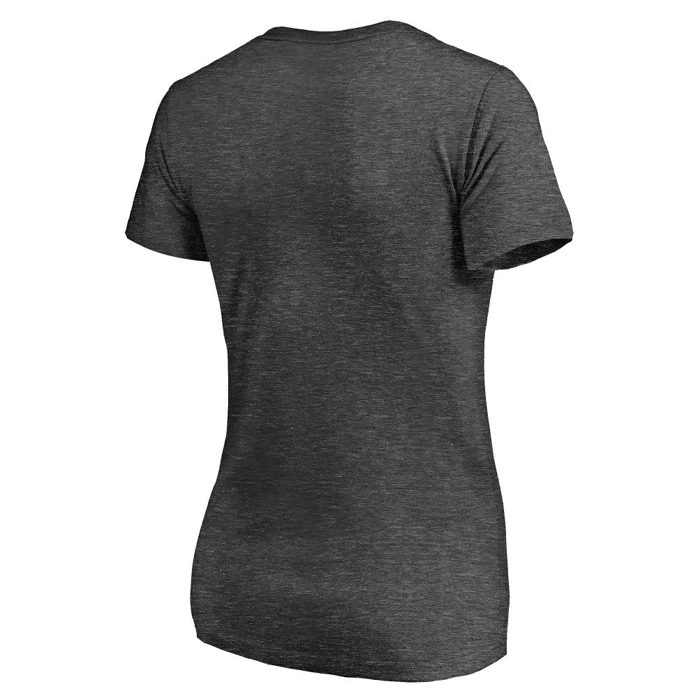 Heathered Charcoal Los Angeles Angels Fanatics Women's Team Logo Lockup V-Neck T-Shirt