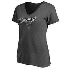 Heathered Charcoal Chicago White Sox Fanatics Women's Team Logo Lockup V-Neck T-Shirt