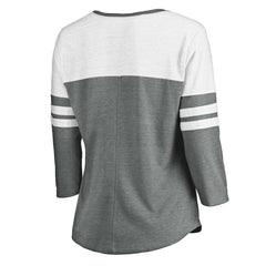 Heathered Gray/White San Diego Padres Fanatics Women's Official Wordmark 3/4 Sleeve V-Neck T-Shirt