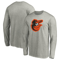 Heather Gray Baltimore Orioles Official Team Logo Long Sleeve T-Shirt