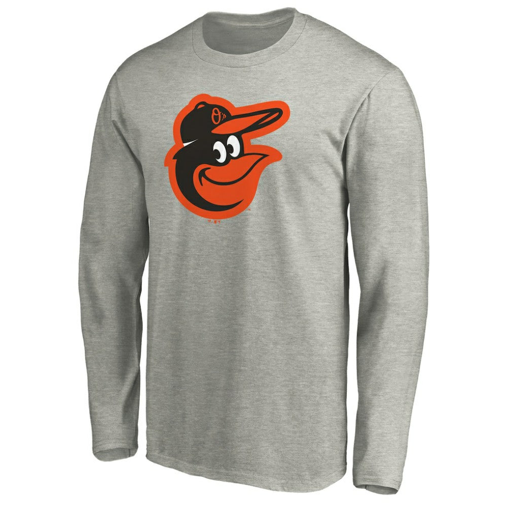 Heather Gray Baltimore Orioles Official Team Logo Long Sleeve T-Shirt