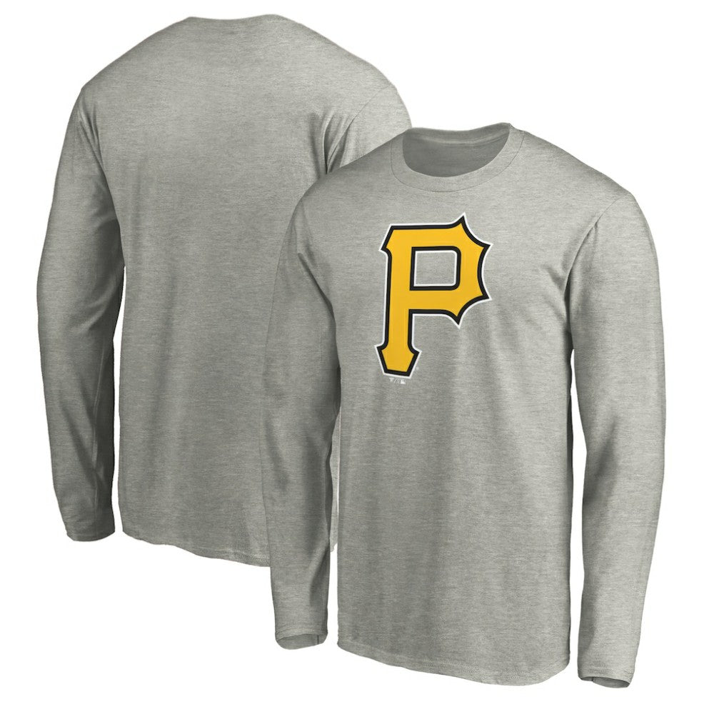 Heather Gray Pittsburgh Pirates Official Team Logo Long Sleeve T-Shirt
