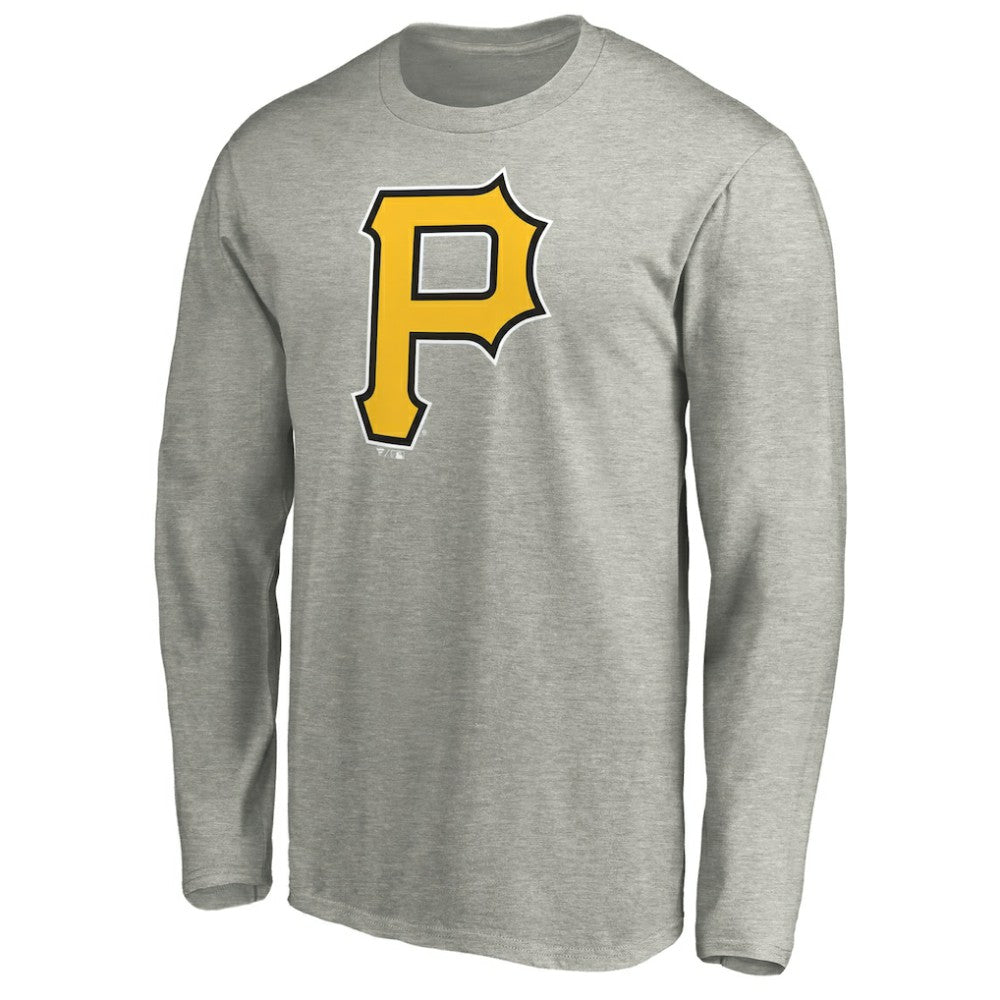 Heather Gray Pittsburgh Pirates Official Team Logo Long Sleeve T-Shirt