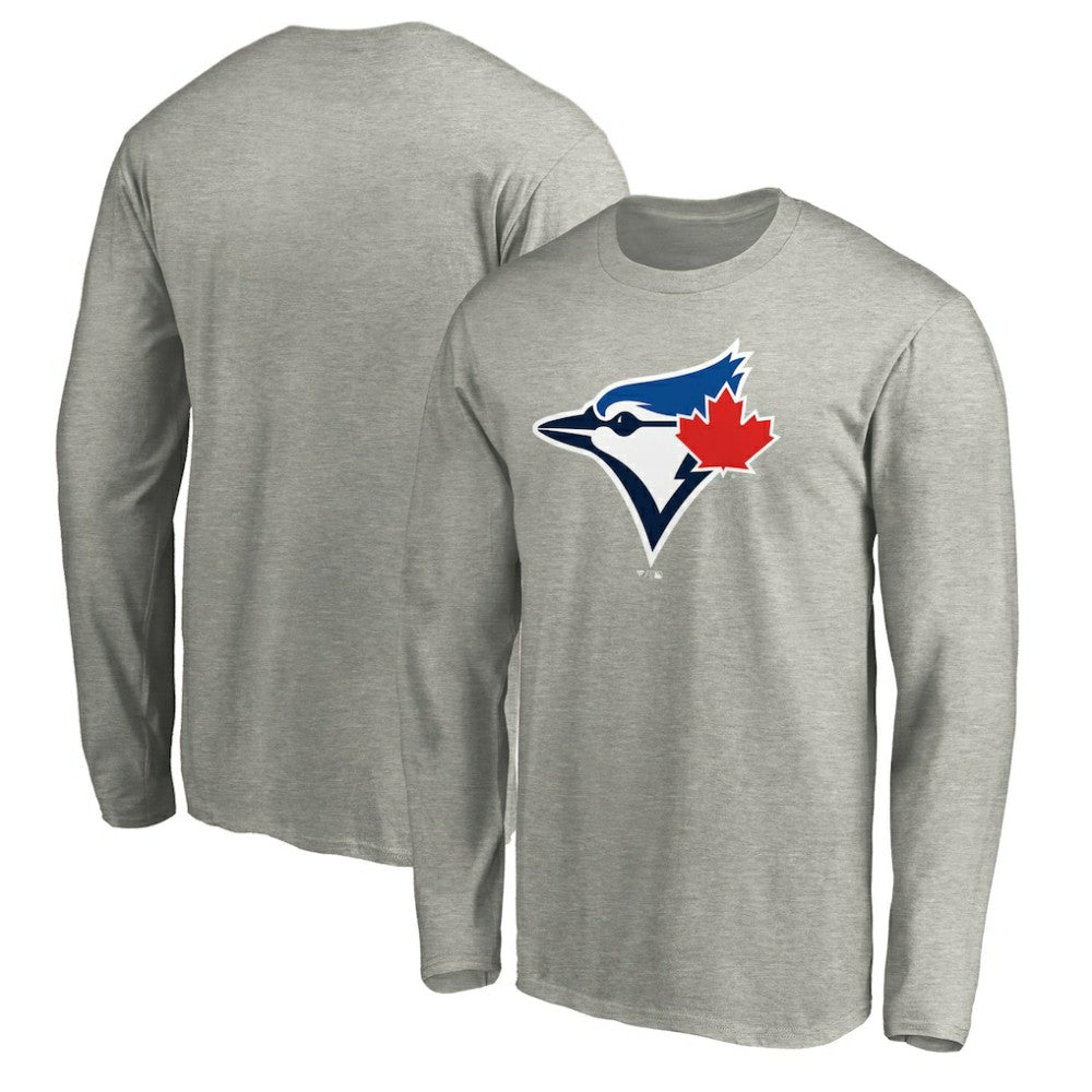 Heather Gray Toronto Blue Jays Official Team Logo Long Sleeve T-Shirt
