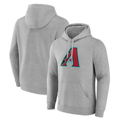 Heather Gray Arizona Diamondbacks Official Logo Fitted Pullover Hoodie