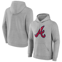 Heather Gray Atlanta Braves Official Logo Fitted Pullover Hoodie